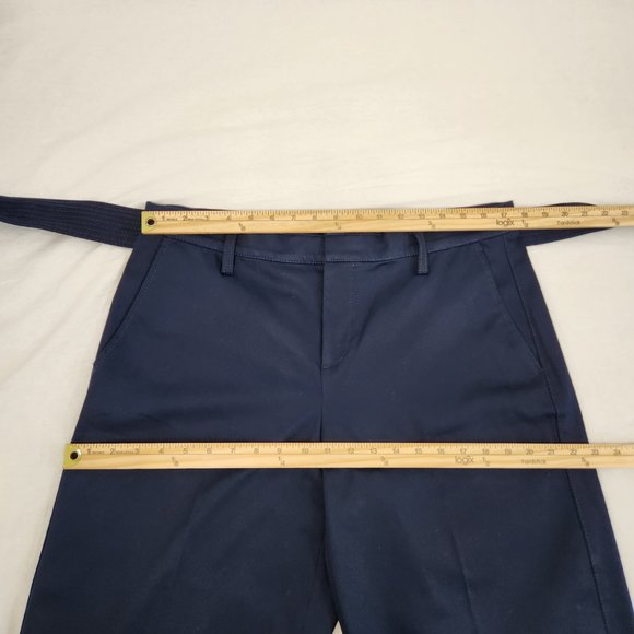 BANANA REPUBLIC Trendy Navy Wide Leg Crop Preppy Belted Pants Size 12 New NO Tag - Picture 14 of 16